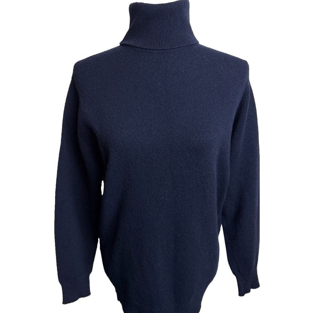 Vintage Saks Fifth Avenue Lambswool Turtleneck Sweater Womens Large 40 Navy